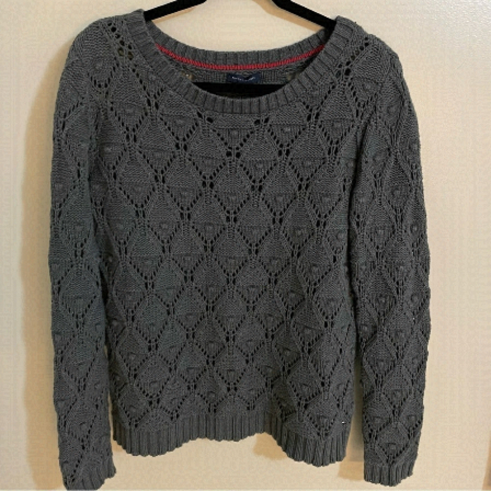 Tommy Hilfiger Crewneck Diamond Shape Loose Knit With Knot Details, Gr…